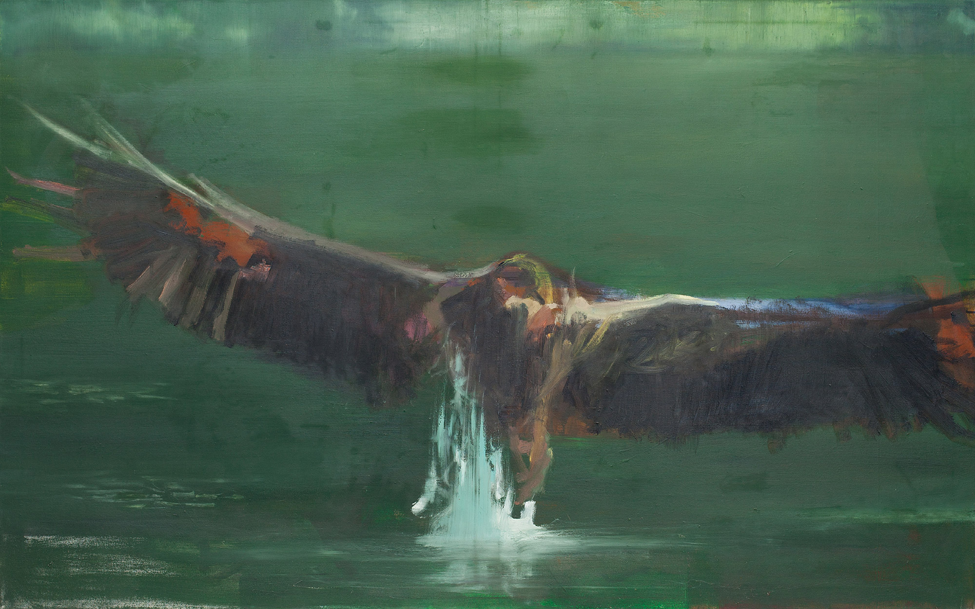 Adler, painted by Manuel Strasser in 2017, Öl on Leinwand 160cm wide and 100cm high