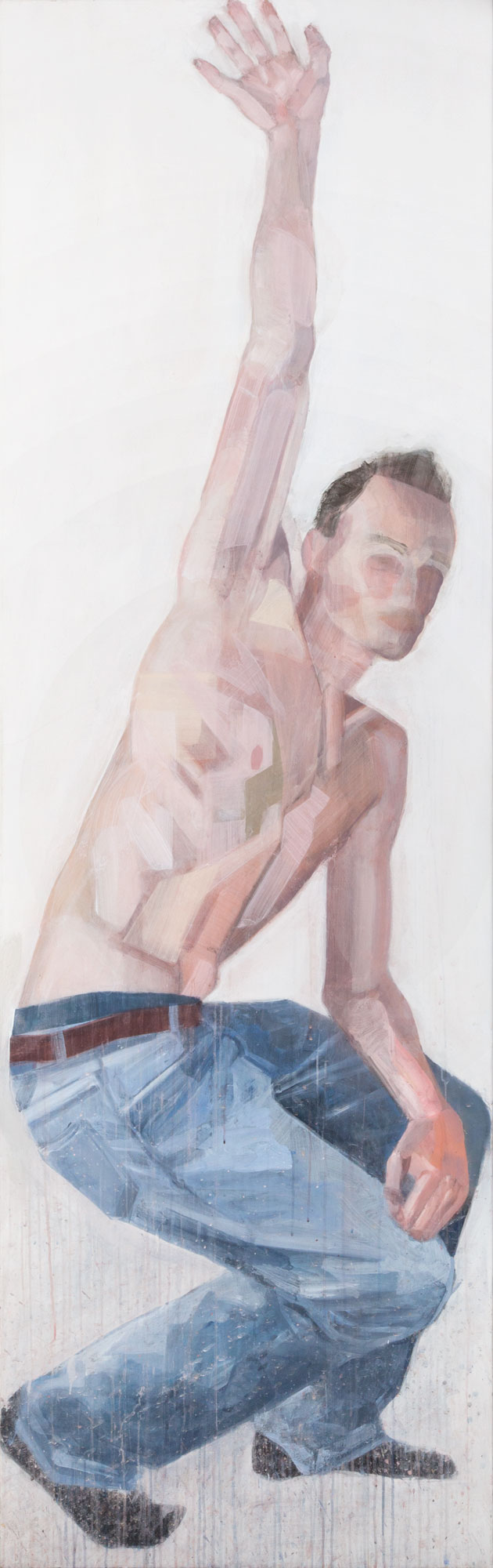 Drei Figuren Nr.1, painted by Manuel Strasser in 2010, Acryl on Leinwand 85cm wide and 270cm high