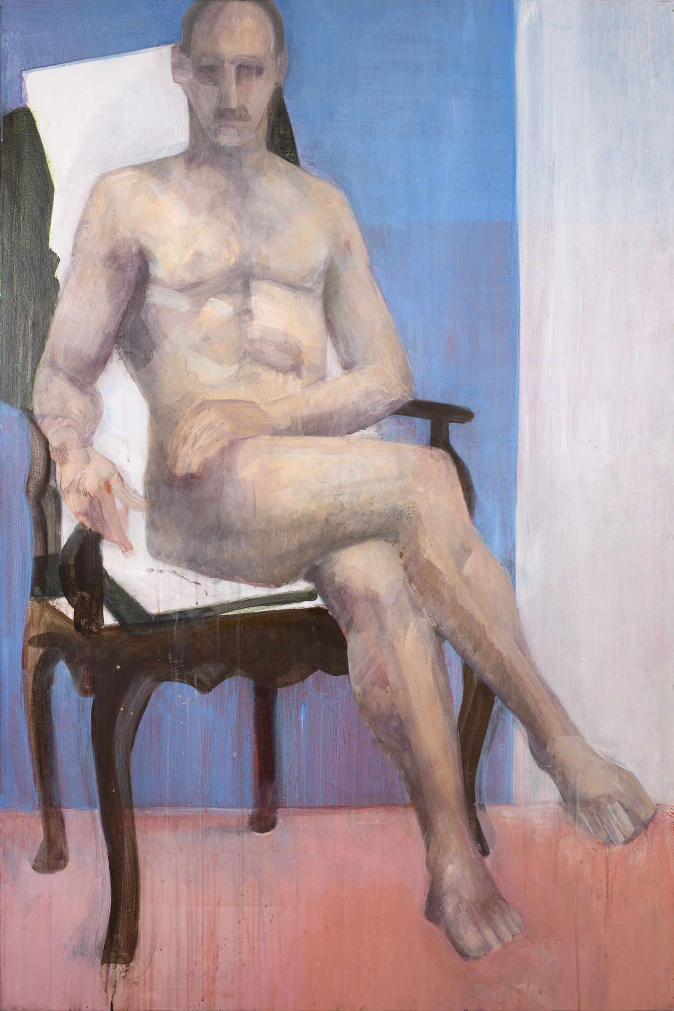 Sitzende Figur, painted by Manuel Strasser in 2012, Acryl on Leinwand 100cm wide and 150cm high