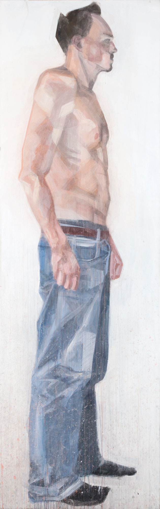 Drei Figuren Nr.3, painted by Manuel Strasser in 2010, Acryl on Leinwand 85cm wide and 270cm high