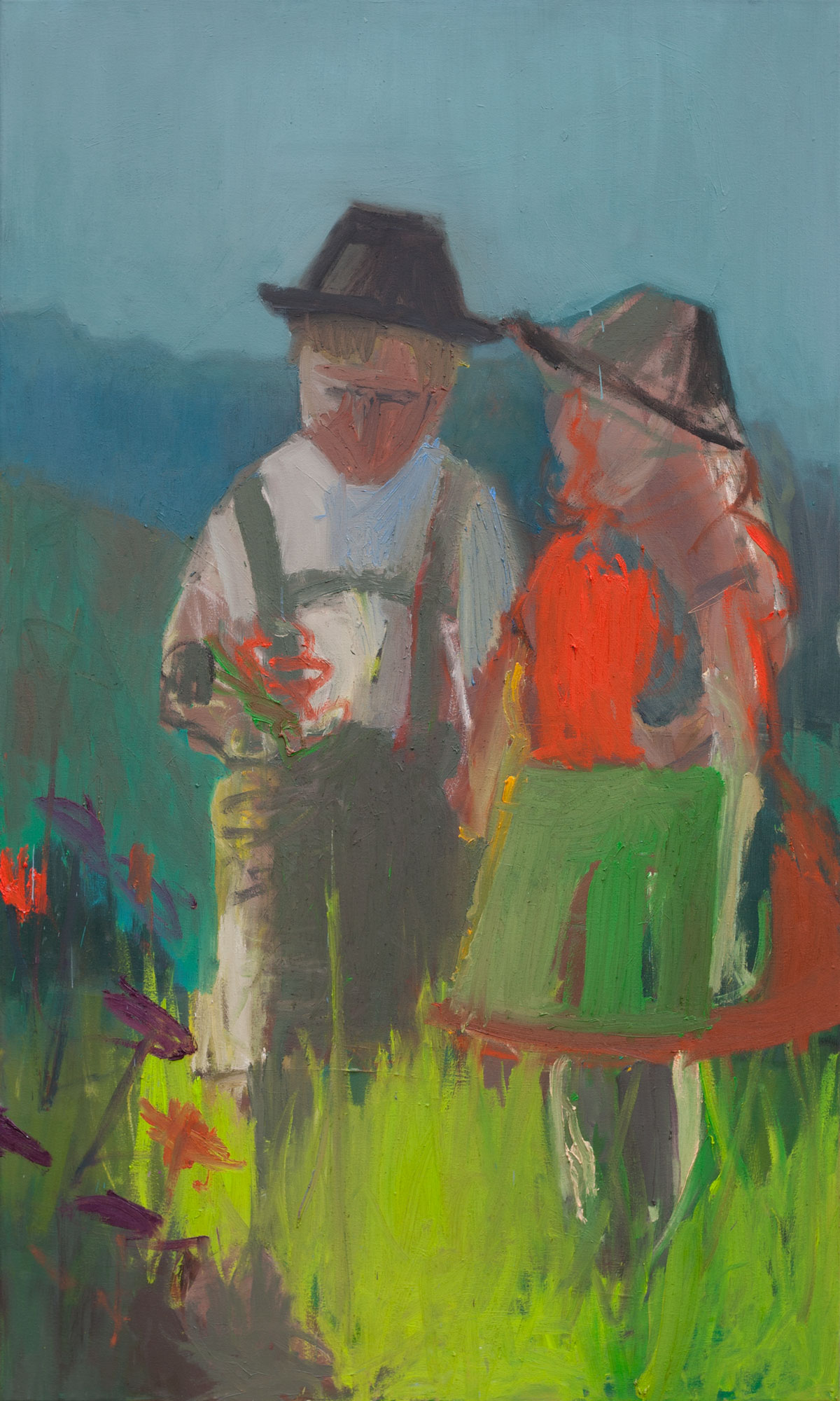 Heidi und Peter, painted by Manuel Strasser in 2019, Öl on Leinwand 90cm wide and 150cm high