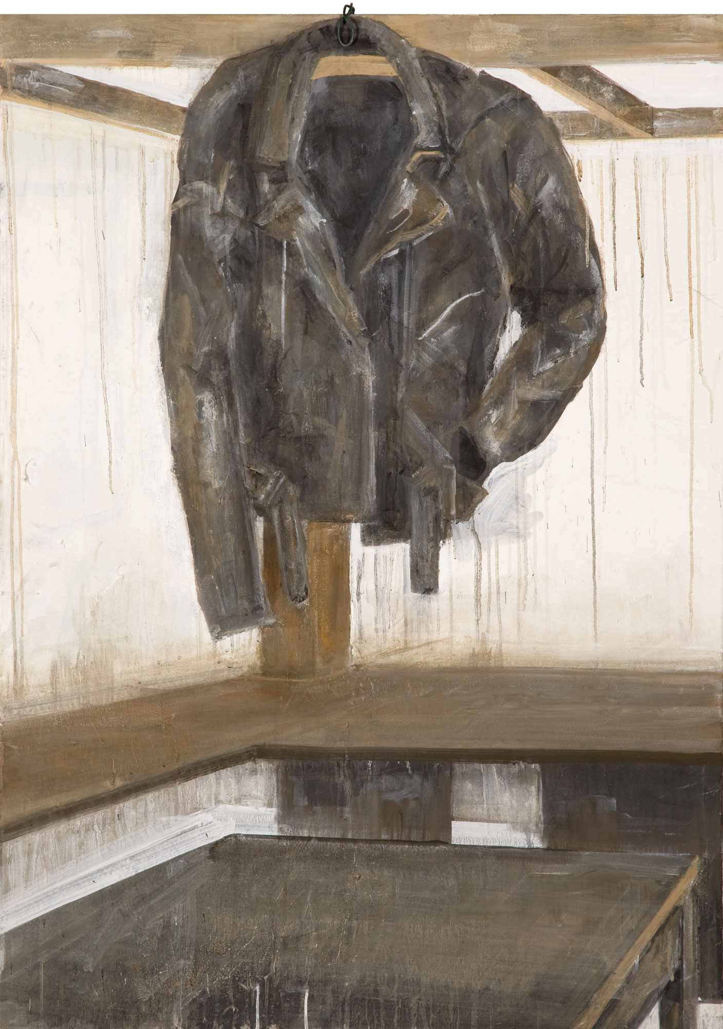 Lederjacke, painted by Manuel Strasser in 2009, Acryl on Leinwand 100cm wide and 140cm high