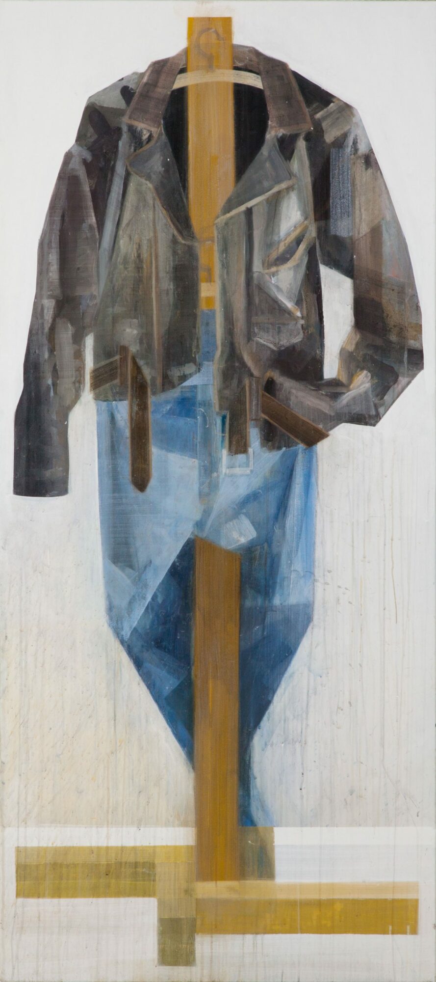 Lederjacke rechts, painted by Manuel Strasser in 2011, Acryl on Leinwand 80cm wide and 180cm high