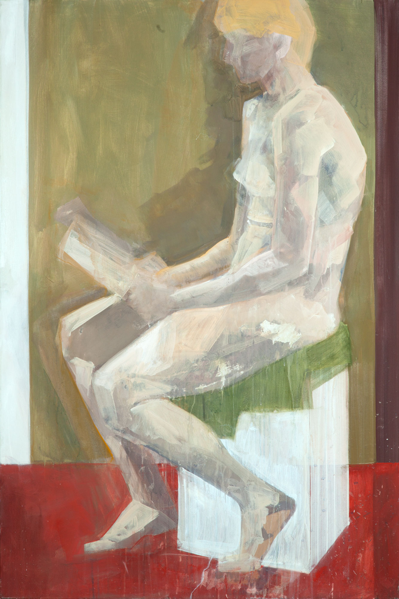 Lesende Figur, painted by Manuel Strasser in 2011, Acryl on Leinwand 100cm wide and 150cm high