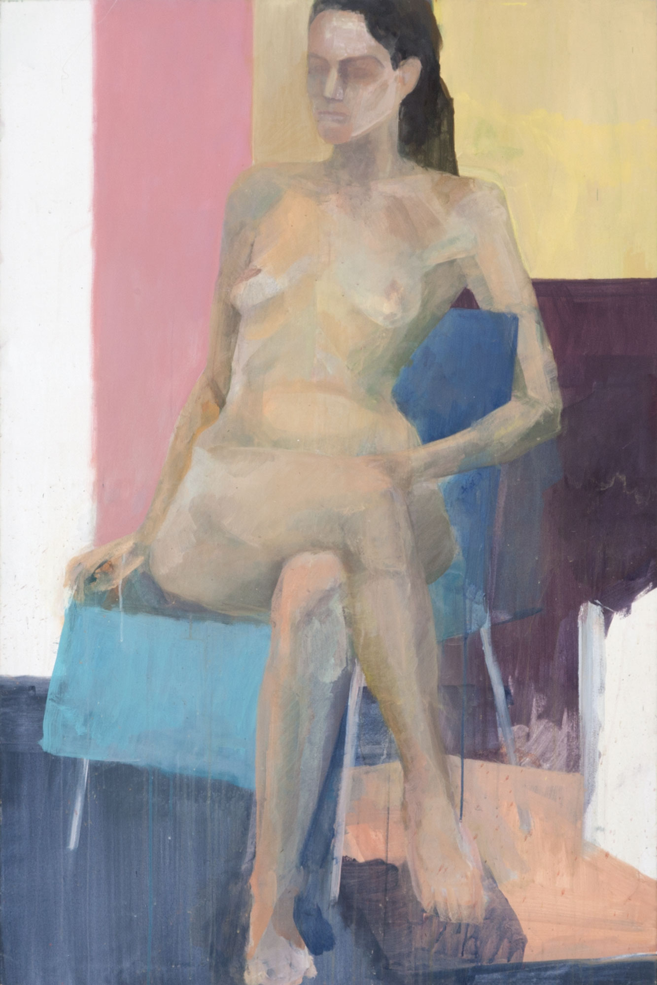 Sitzende Figur, painted by Manuel Strasser in 2014, Acryl on Leinwand 100cm wide and 150cm high