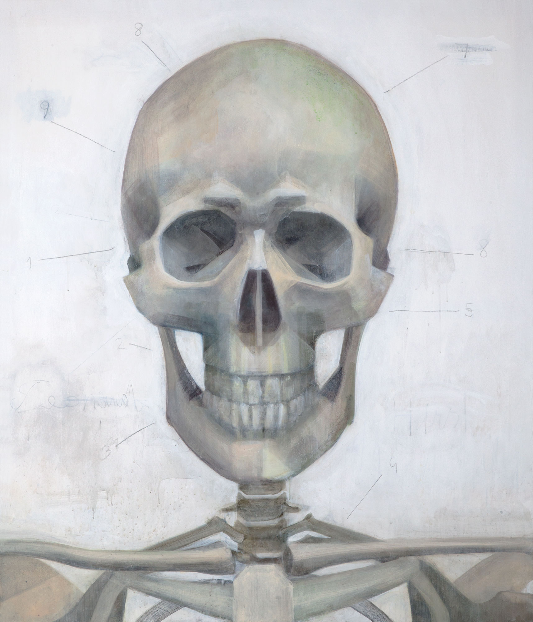 Skelett, painted by Manuel Strasser in 2011, Acryl on Leinwand 120cm wide and 140cm high