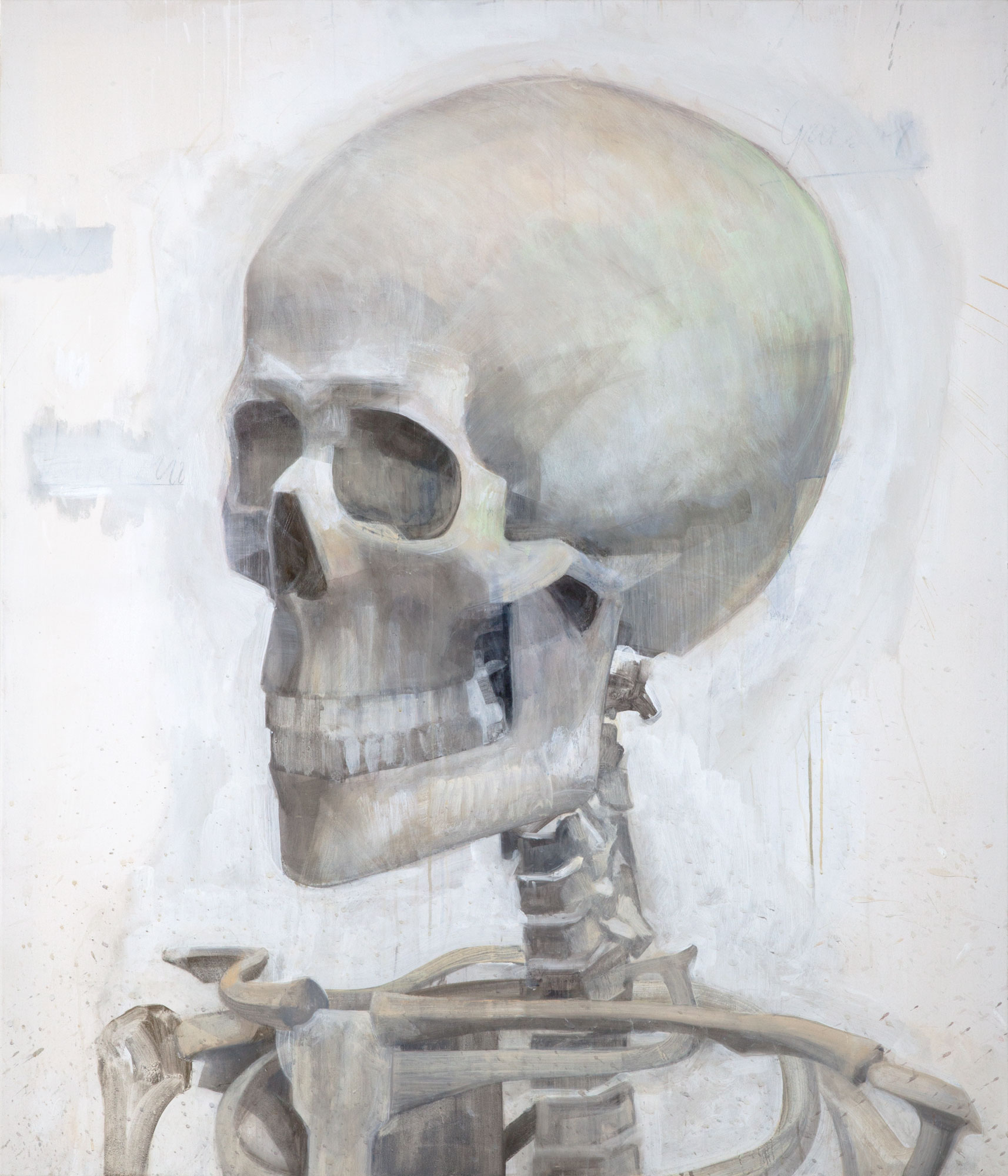 Skelett, painted by Manuel Strasser in 2011, Acryl on Leinwand 120cm wide and 140cm high