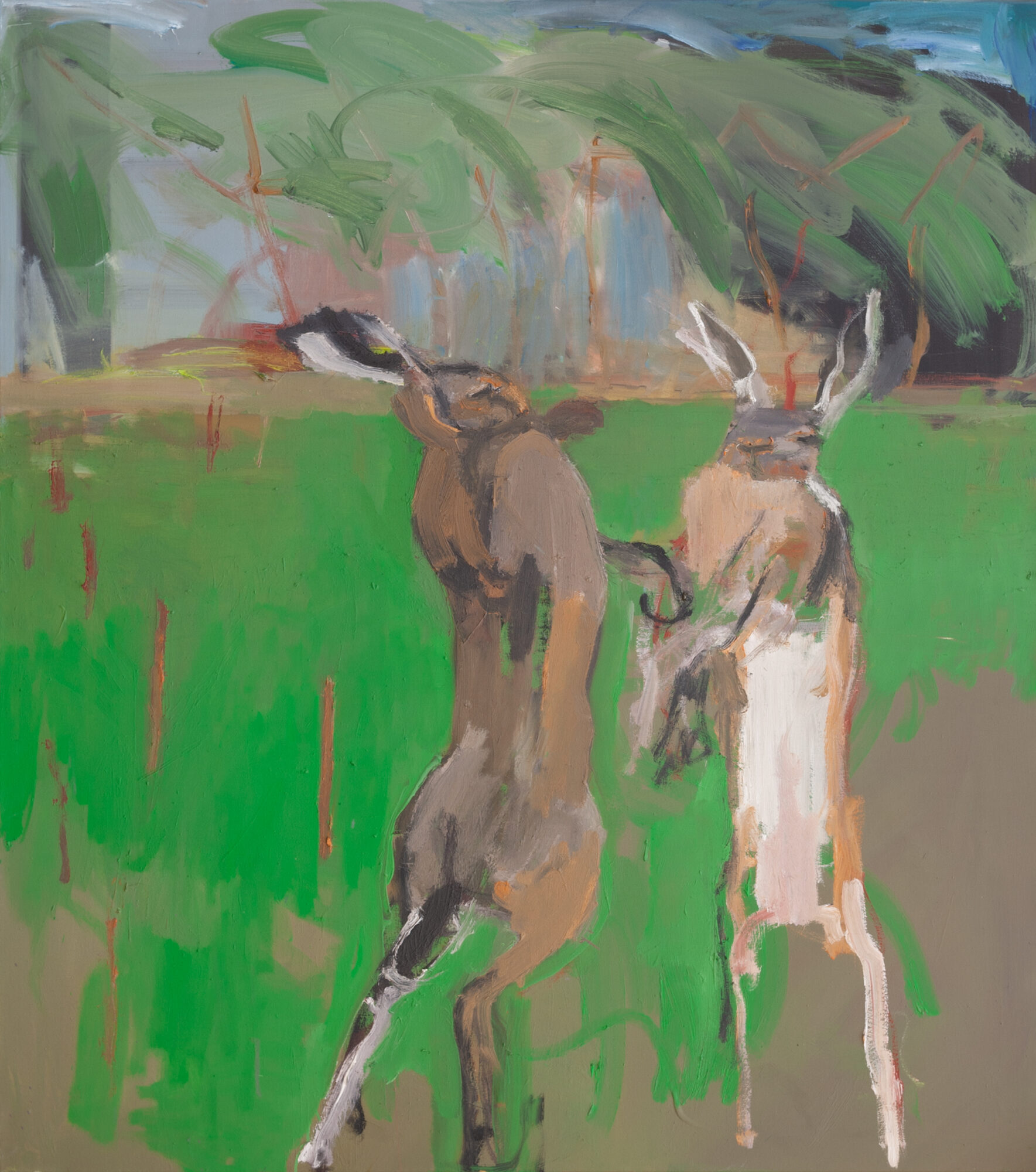 Hasen Nr.2, painted by Manuel Strasser in 2019, Öl on Leinwand 115cm wide and 130cm high