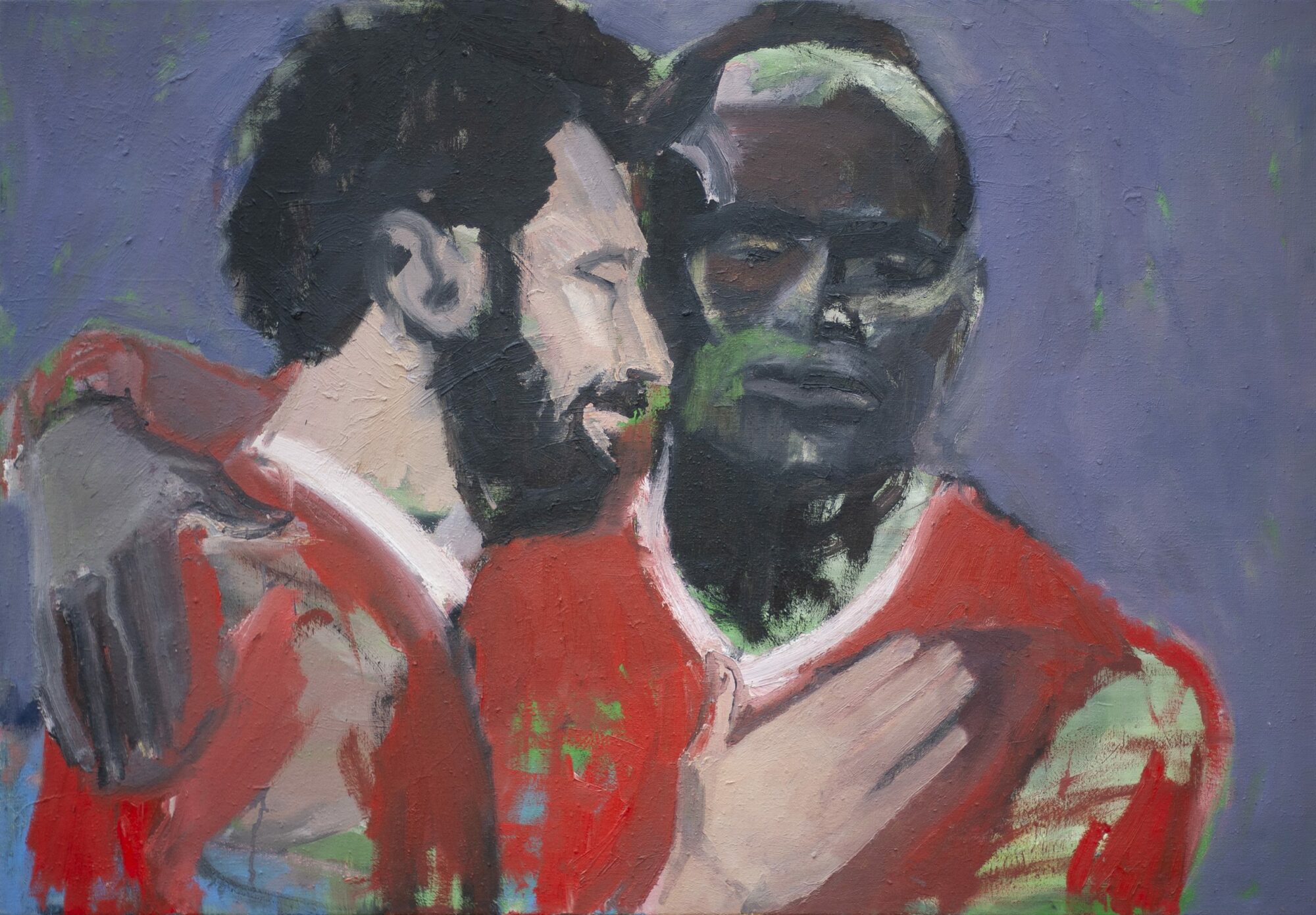 Mané Salah, painted by Manuel Strasser in 2021, Öl on Leinen 115cm wide and 80cm high
