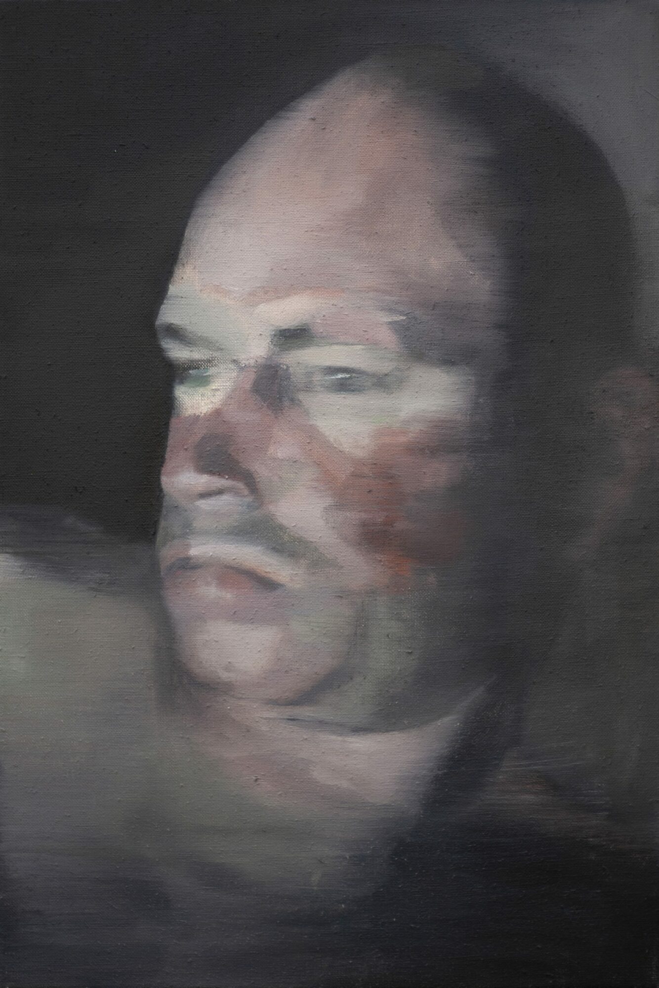 Selbstportrait, painted by Manuel Strasser in 2021, Öl on Leinen 40cm wide and 60cm high