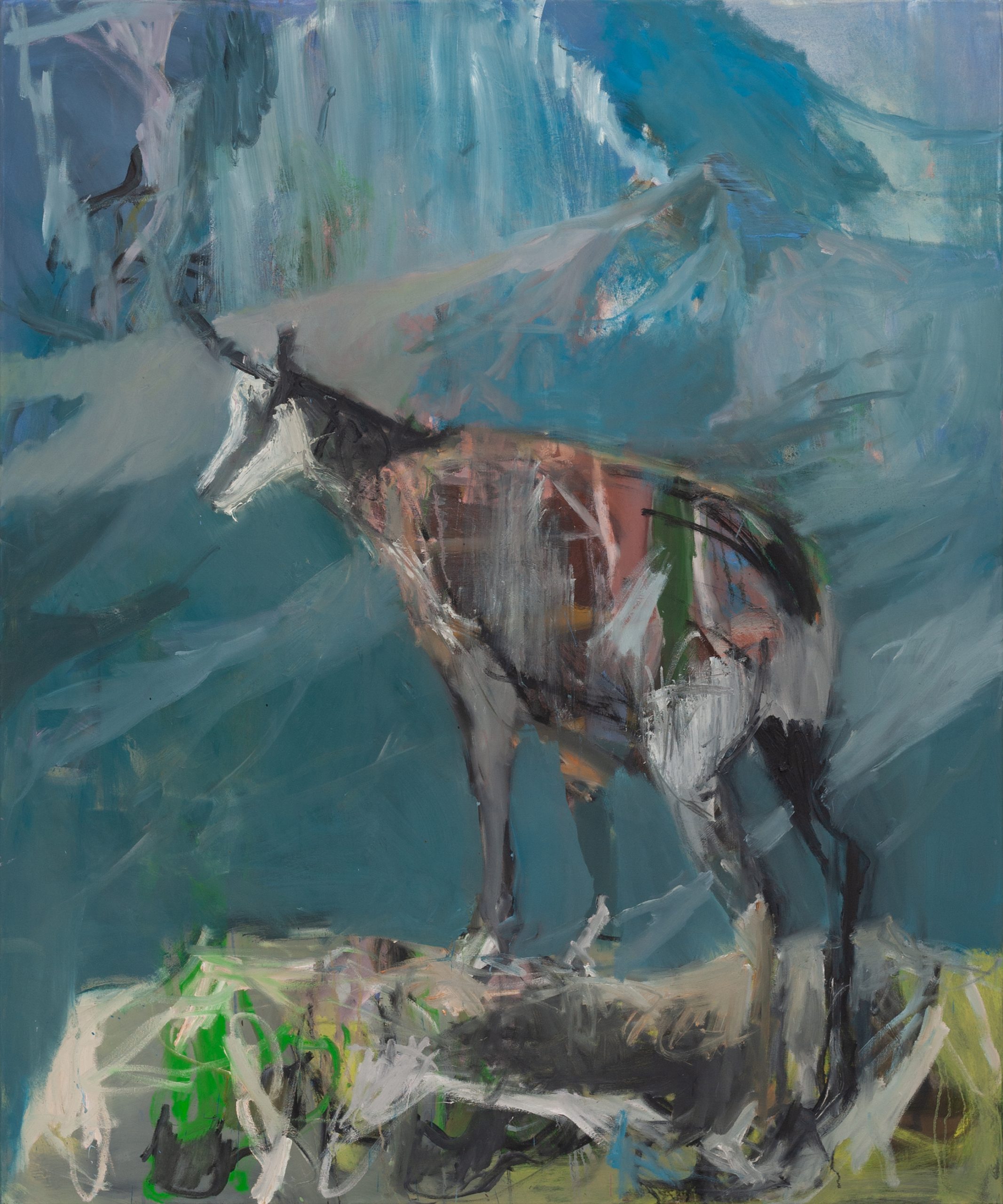 Gämse Nr.3, painted by Manuel Strasser in 2022, Öl on Leinen 150cm wide and 180cm high