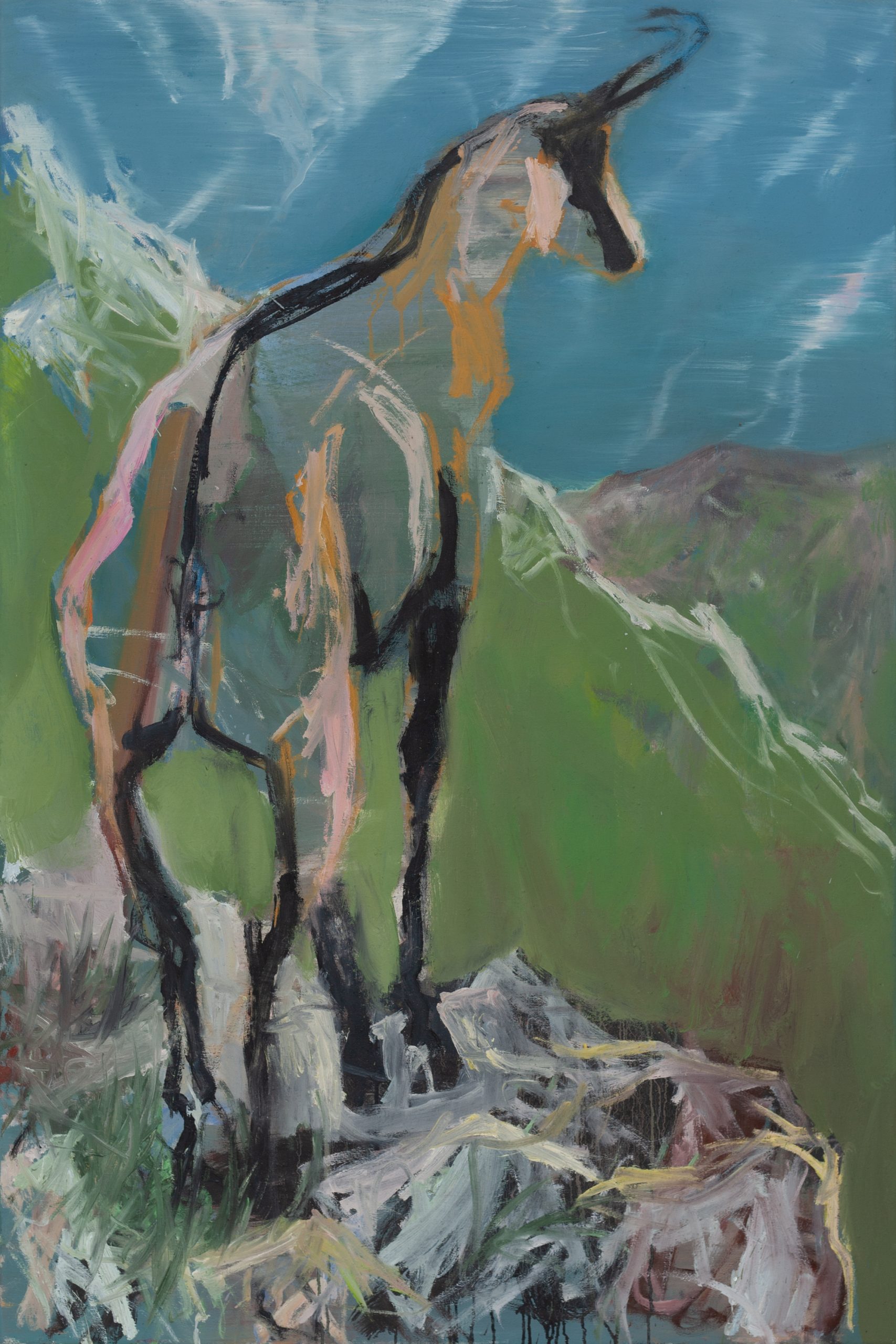 Gämse Nr.1, painted by Manuel Strasser in 2022, Öl on Leinen 100cm wide and 150cm high