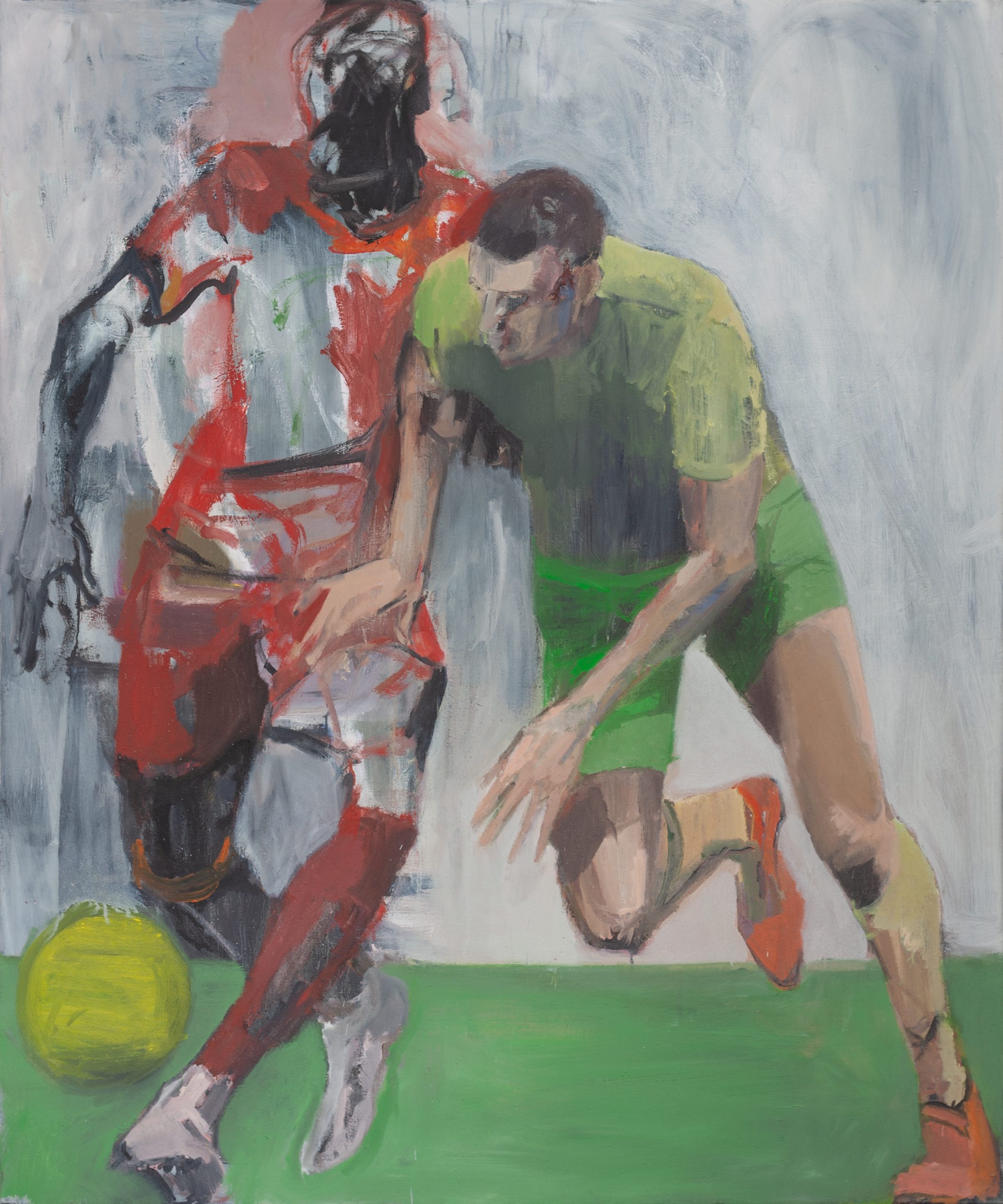 Fußballspieler, painted by Manuel Strasser in 2022, Öl on Leinen 150cm wide and 180cm high
