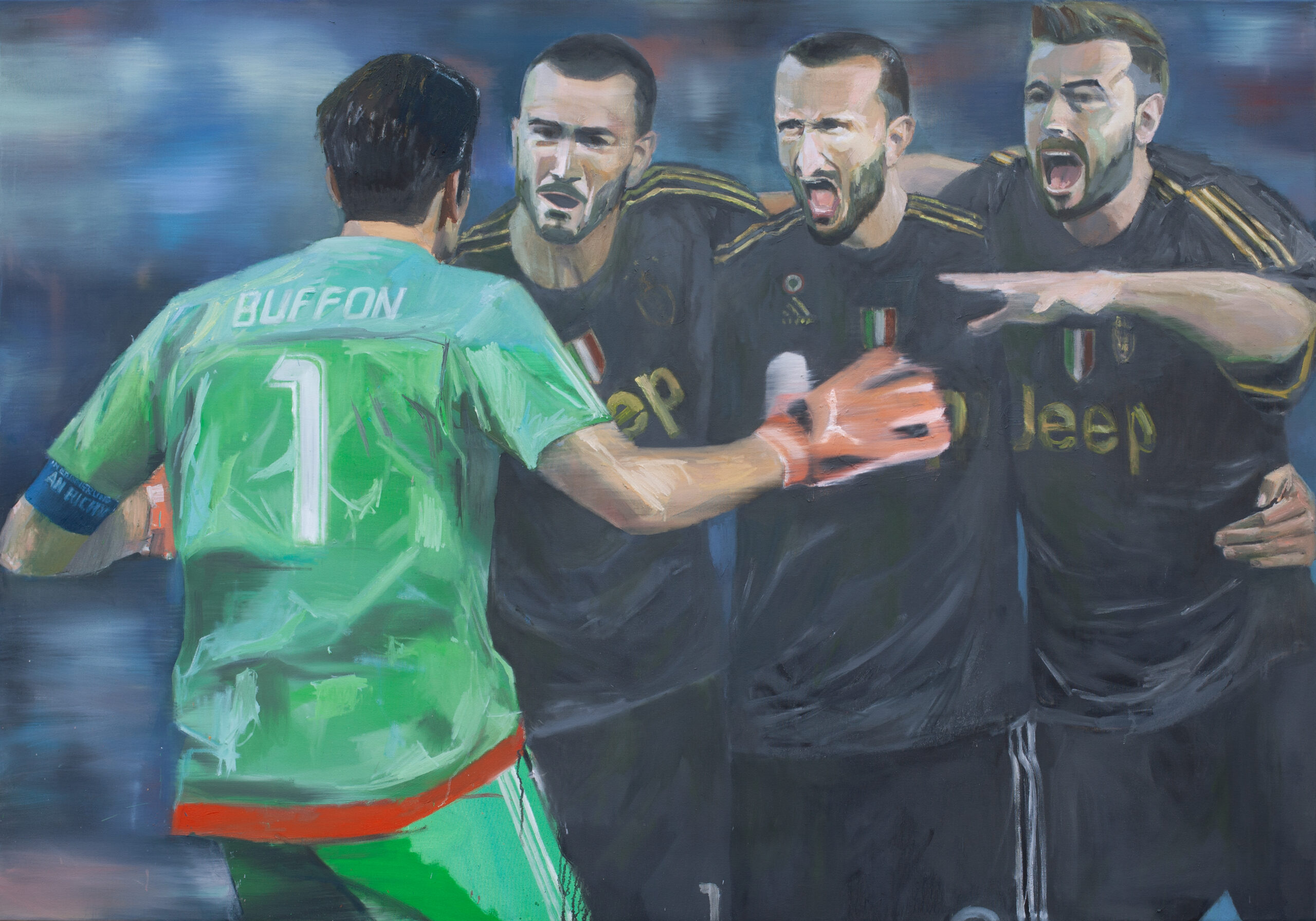 Juve, painted by Manuel Strasser in 2025, Öl on Leinwand 200cm wide and 140cm high